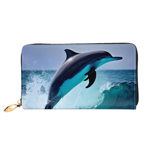 PPTHSNVB Eiffelturm Love Paris Damen Geldbörse Große Kapazität Kreditkartenhalter Reißverschluss Telefon Clutch Damen Reise Geldbörse, Delfin, Einheitsgröße, Klassisch von PPTHSNVB