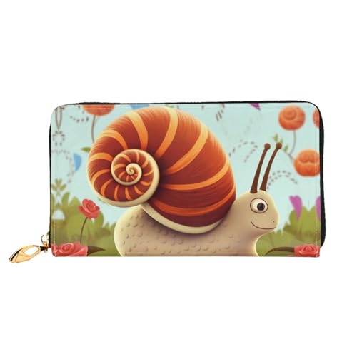 PPTHSNVB Eiffelturm Love Paris Damen Geldbörse Große Kapazität Kreditkartenhalter Reißverschluss Telefon Clutch Damen Reise Geldbörse, Niedliche Schnecke, Einheitsgröße, Klassisch von PPTHSNVB