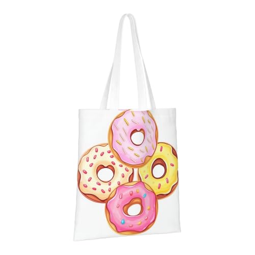 PPTHSNVB Eiffelturm-Winter-Tragetasche aus Segeltuch für Damen, wiederverwendbar, mit Griffen, Stoffbeutel, Süße Donuts, One Size von PPTHSNVB