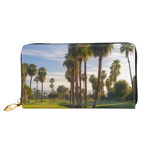 PPTHSNVB Farm Traktor Harvest Damen Geldbörse Große Kapazität Kreditkartenetui Reißverschluss Telefon Clutch Damen Reisegeldbörse, Palm Tree Golfplatz, Einheitsgröße, Klassisch von PPTHSNVB
