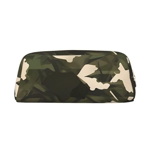PPTHSNVB Federmäppchen, Armee-Camouflage-Federmäppchen mit Reißverschluss, großes Fassungsvermögen, Leder, tragbare Make-up-Tasche für Damen und Herren, gold, Einheitsgröße, Druck von PPTHSNVB