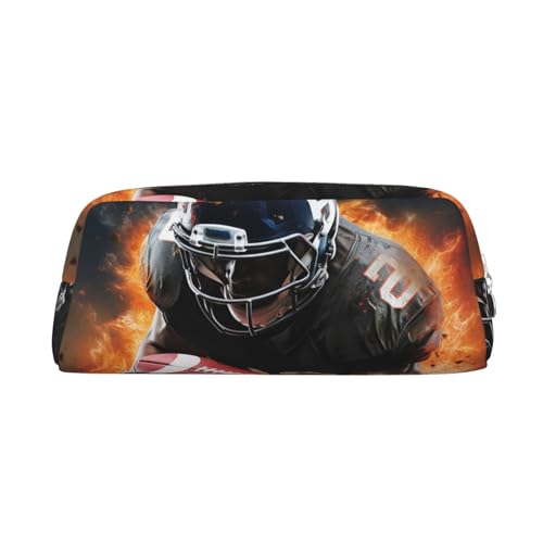 PPTHSNVB Federmäppchen, cooles American Football-Federmäppchen mit Reißverschluss, großes Fassungsvermögen, Leder-Bleistifttasche, tragbare Make-up-Tasche für Damen und Herren, silber, Einheitsgröße von PPTHSNVB
