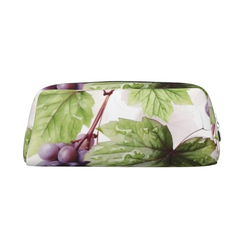 PPTHSNVB Federmäppchen, schöne Traubenblätter, Federmäppchen mit Reißverschluss, großes Fassungsvermögen, Leder-Bleistifttasche, tragbare Make-up-Tasche für Damen und Herren, silber, Einheitsgröße von PPTHSNVB