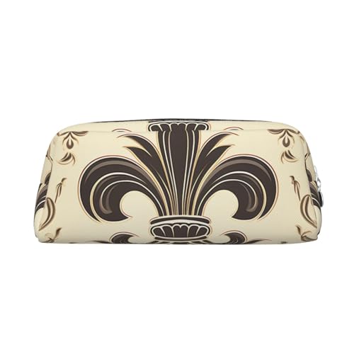 PPTHSNVB Federmäppchen Fleur-de-Lis und Mantelarme, Ritter, Federmäppchen mit Reißverschluss, großes Fassungsvermögen, Leder-Bleistifttasche, tragbare Make-up-Tasche für Damen und Herren, silber von PPTHSNVB