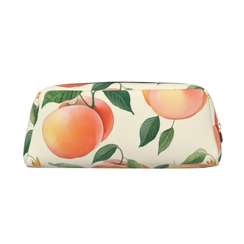 PPTHSNVB Federmäppchen Pfirsich-Federmäppchen mit Reißverschluss, großes Fassungsvermögen, Leder-Bleistifttasche, tragbare Make-up-Tasche für Damen und Herren, silber, Einheitsgröße, Druck von PPTHSNVB