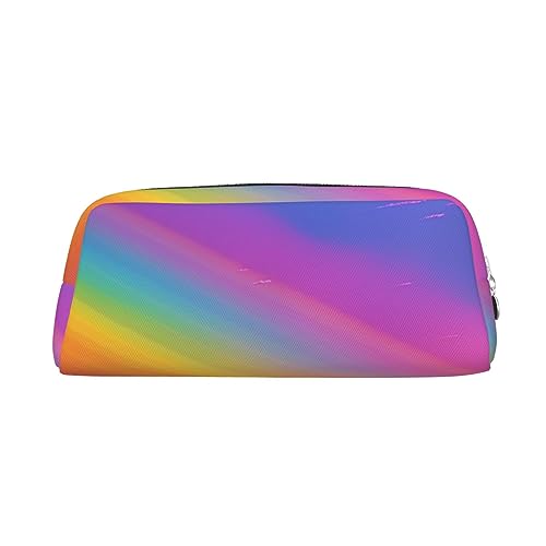 PPTHSNVB Federmäppchen in Regenbogenfarben, ästhetisches Federmäppchen mit Reißverschluss, großes Fassungsvermögen, Leder-Bleistifttasche, tragbare Make-up-Tasche für Damen und Herren, silber von PPTHSNVB