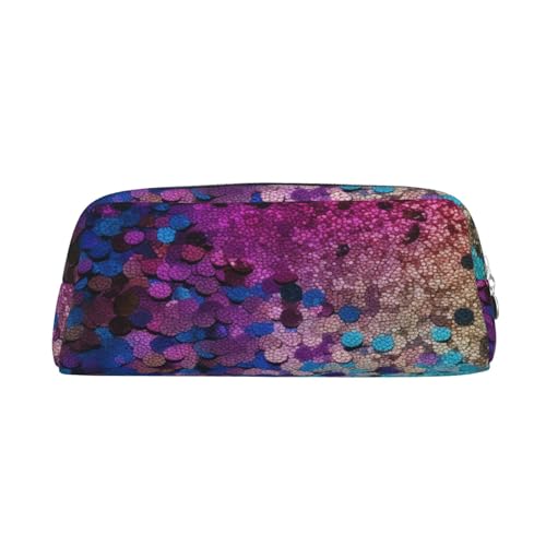 PPTHSNVB Federmäppchen mit Glitzer-Pailletten, gepunktet, Federmäppchen mit Reißverschluss, großes Fassungsvermögen, Leder-Bleistifttasche, tragbare Make-up-Tasche für Damen und Herren, silber von PPTHSNVB