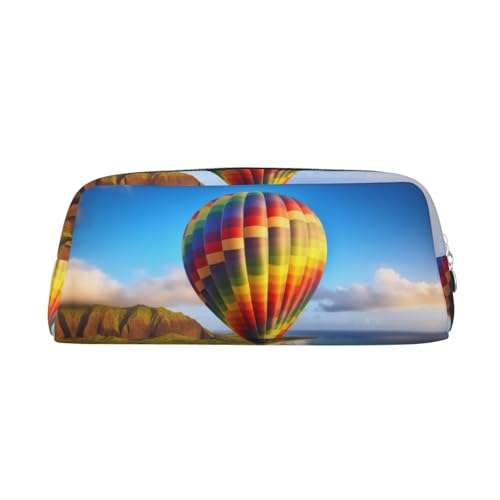 PPTHSNVB Federmäppchen mit Hawaii-Heißluftballon, Federmäppchen mit Reißverschluss, großes Fassungsvermögen, Leder-Bleistifttasche, tragbare Make-up-Tasche für Damen und Herren, silber, Einheitsgröße von PPTHSNVB