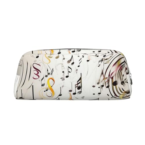 PPTHSNVB Federmäppchen mit Musiknoten-Druck, Federmäppchen mit Reißverschluss, großes Fassungsvermögen, Leder-Bleistifttasche, tragbare Make-up-Tasche für Damen und Herren, silber, Einheitsgröße von PPTHSNVB