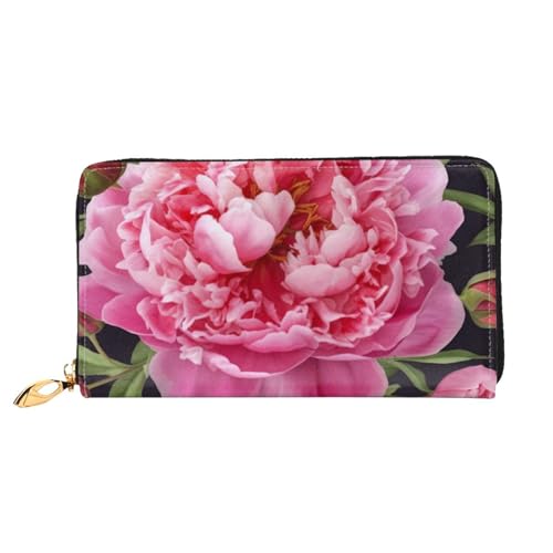 PPTHSNVB Grüne tropische Dschungelpflanze Damen Geldbörse Große Kapazität Kreditkartenhalter Reißverschluss Telefon Clutch Damen Reise Geldbörse, Gartenpfingstrose, Einheitsgröße, Klassisch von PPTHSNVB