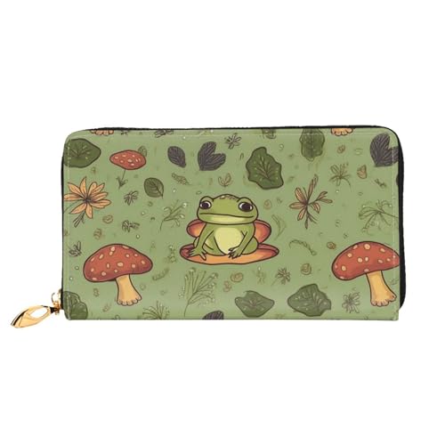PPTHSNVB Happy Birthday Images Damen Geldbörse Große Kapazität Kreditkartenhalter Reißverschluss Telefon Clutch Damen Reise Geldbörse, Frösche und Pilze, Einheitsgröße, Klassisch von PPTHSNVB