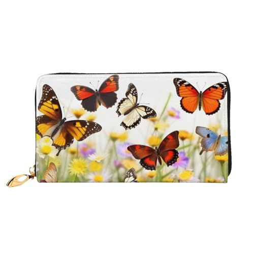 PPTHSNVB Hot Air Balloon Damen Geldbörse Große Kapazität Kreditkartenhalter Reißverschluss Telefon Clutch Damen Reise Geldbörse, Gruppe von Schmetterlingen, Einheitsgröße, Klassisch von PPTHSNVB