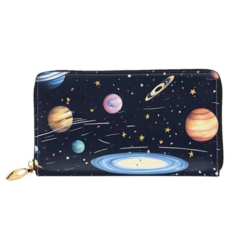 PPTHSNVB Hot Air Balloon Damen Geldbörse Große Kapazität Kreditkartenhalter Reißverschluss Telefon Clutch Damen Reise Geldbörse, The Solar Family, Einheitsgröße, Klassisch von PPTHSNVB