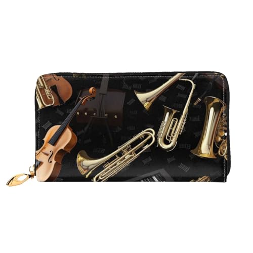 PPTHSNVB Music Notes on Old Paper Damen Geldbörse Große Kapazität Kreditkartenhalter Reißverschluss Telefon Clutch Damen Reise Geldbörse, Musikinstrumente, Einheitsgröße, Klassisch von PPTHSNVB