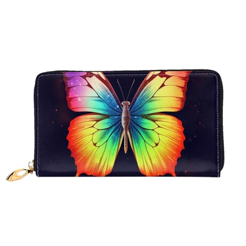 PPTHSNVB Rainbow Butterfly Damen Geldbörse Große Kapazität Kreditkartenhalter Reißverschluss Telefon Clutch Damen Reise Geldbörse, Regenbogen/Schmetterling, Einheitsgröße, Klassisch von PPTHSNVB