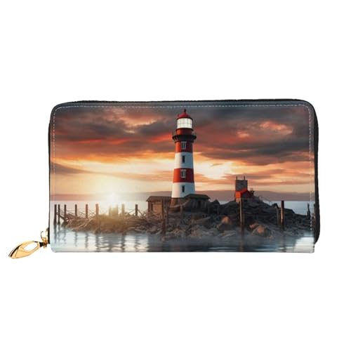PPTHSNVB Sunflower Field Sunset Sea of Flowers Damen Geldbörse Große Kapazität Kreditkartenetui Reißverschluss Telefon Clutch Damen Reisegeldbörse, Leuchtturm am Meer, Einheitsgröße, Klassisch von PPTHSNVB