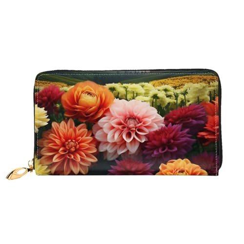 PPTHSNVB Tropischer Sonnenaufgang am Strand Damen Geldbörse Große Kapazität Kreditkartenhalter Reißverschluss Telefon Clutch Damen Reisegeldbörse, Schöne Blumen, Einheitsgröße, Klassisch von PPTHSNVB