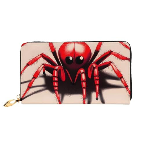 PPTHSNVB Weihnachten Holz Damen Geldbörse Große Kapazität Kreditkartenhalter Reißverschluss Telefon Clutch Damen Reise Geldbörse, Niedliche kleine rote Spinne, Einheitsgröße, Klassisch von PPTHSNVB