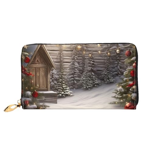 PPTHSNVB Weihnachten Holz Damen Geldbörse Große Kapazität Kreditkartenhalter Reißverschluss Telefon Clutch Damen Reise Geldbörse, Weihnachtsholz, Einheitsgröße, Klassisch von PPTHSNVB