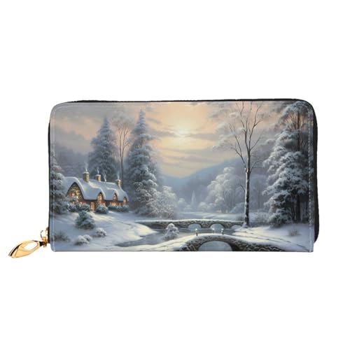 PPTHSNVB Winter Schnee Szene Damen Geldbörse Große Kapazität Kreditkartenhalter Reißverschluss Telefon Clutch Damen Reise Geldbörse, Winter-Schneeszene, Einheitsgröße, Klassisch von PPTHSNVB
