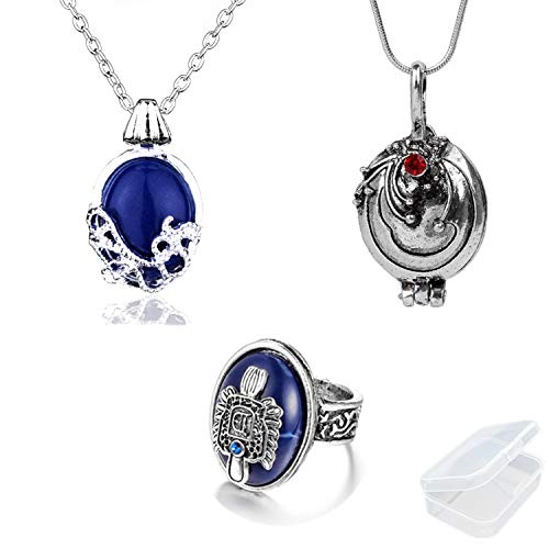 PPX 3 Stück Halskette und Ringe Für Damen Ring Damen Der Herr Der Ringe VampireSalvatore Damon Stefan Finger Familienwappen Ring-mit Aufbewahrungsbox von PPX