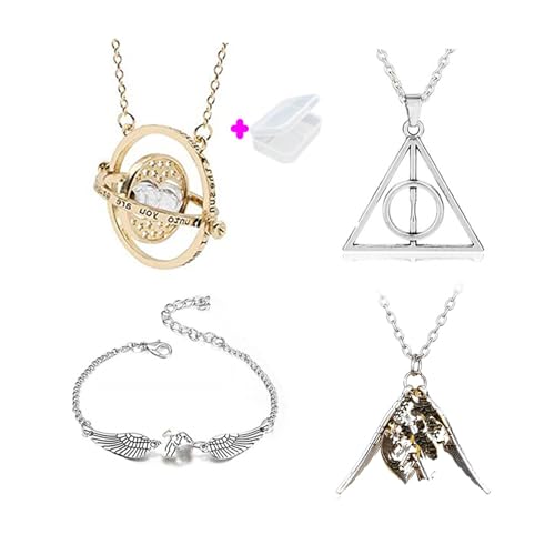 PPX 4 Stück Gold-Gold Sand und Halskette Flügel lose für Fans-mit Aufbewahrungsbox von PPX