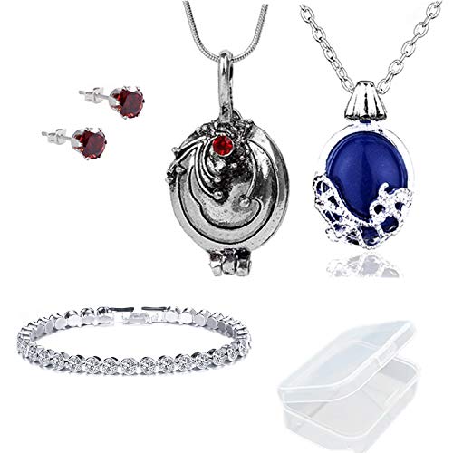 PPX 5 Stück Vampire Halsketten, Ohrringe und Armband - Daywalking Katherine Halskette -Verbena Halskette Kette kann Silber- mit transparenten Aufbewahrungsbox öffnen von PPX