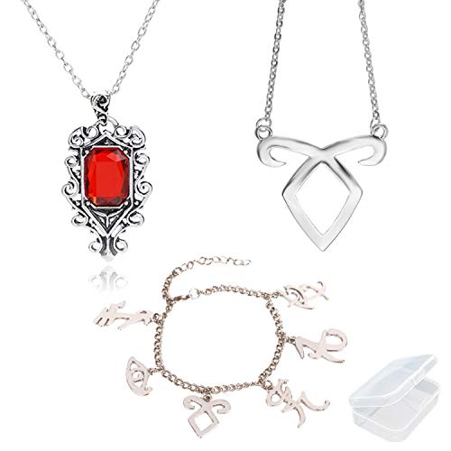 PPX 3 Stück The Mortal Instruments City of Bones inspiriert Angelic Power-Rune Symbole Armband und Halskette Set mit Schmuckkasten von PPX