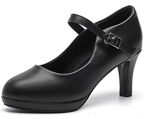 PPXID Damen Mary Jane Pumps Plateau Klassiker High Heels Kleidschuhe,Schwarz,41 EU von PPXID