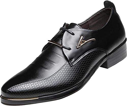 PPXID Herren Schnürhalbschuhe Klassiker Businessschuhe Hochzeit Anzugschuhe Oxfords, Schwarz, 38 EU von PPXID