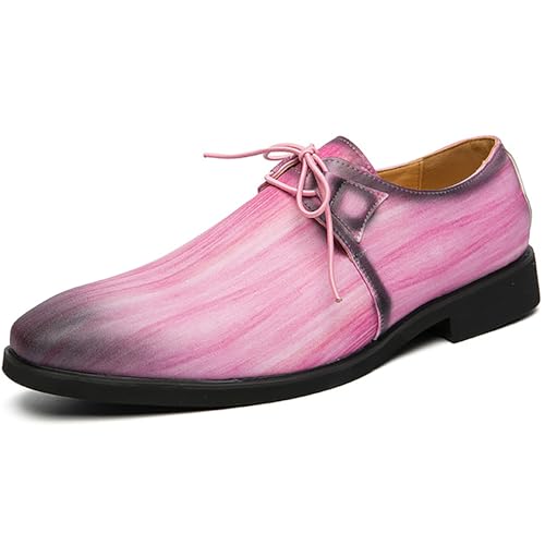 PPXID Herren Schnürschuhe Casual Oxfords Vintage British Stil Formal Schuhe,Rosa,42 EU von PPXID