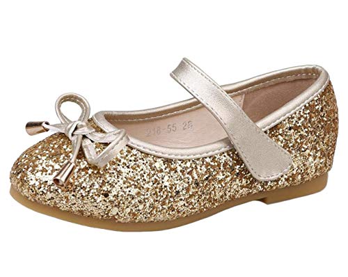 PPXID Mädchen Mary Jane Halbschuhe Glitzer Hochzeitsschuhe Prinzessin Taufschuhe Ballerinas,Gold,27 EU von PPXID