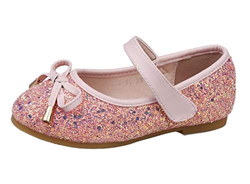 PPXID Mädchen Mary Jane Halbschuhe Glitzer Hochzeitsschuhe Prinzessin Taufschuhe Ballerinas,Pink,28 EU von PPXID