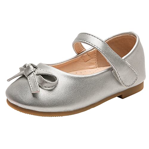 PPXID Mädchen Mary Jane Halbschuhe Prinzessin Ballerinas Taufschuhe,Silber,30 EU von PPXID