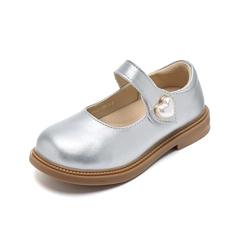 PPXID Mädchen Mary Jane Halbschuhe Taufschuhe Blumenmädchen Schuhe Prinzessin Ballerinas,Silber,36 EU von PPXID