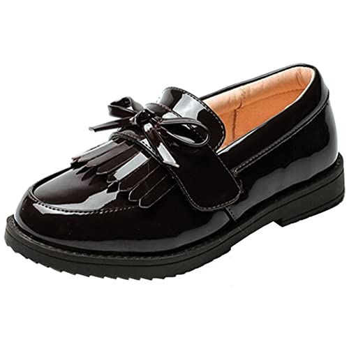 PPXID Mädchen Mokassins Slipper Prinzessin Ballerinas Bequem Lack Halbschuhe,Schwarz B,31 EU von PPXID