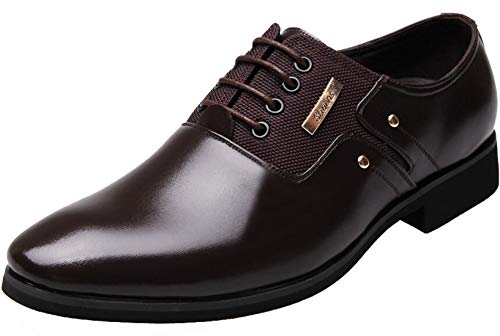 PPXID Schnürhalbschuhe Herren Businessschuhe Klassiker Oxfords Anzugschuhe, Braun, 45 EU von PPXID