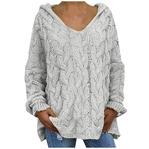 PPangUDing Strickpullover Damen Elegant Einfarbig Twist Winter Lose Langarm V-Ausschnitt Sweatshirts Pulli Pullover Oberteile Sweatshirts Kapuzenpullover Sweater Sweatjacke von PPangUDing