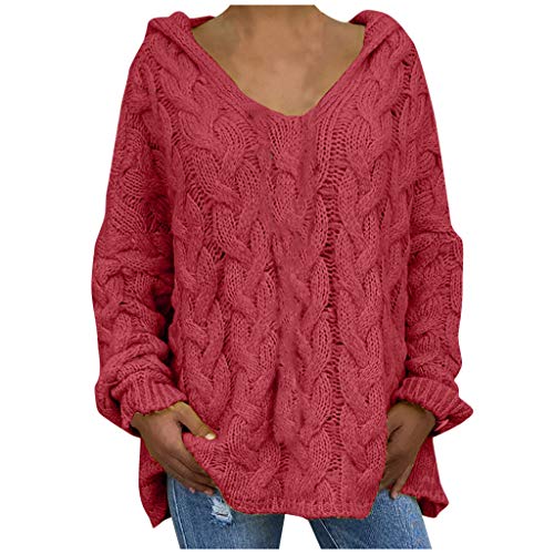 PPangUDing Strickpullover Damen Elegant Einfarbig Twist Winter Lose Langarm V-Ausschnitt Sweatshirts Pulli Pullover Oberteile Sweatshirts Kapuzenpullover Sweater Sweatjacke von PPangUDing