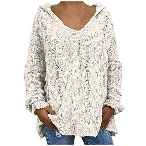 PPangUDing Strickpullover Damen Elegant Einfarbig Twist Winter Lose Langarm V-Ausschnitt Sweatshirts Pulli Pullover Oberteile Sweatshirts Kapuzenpullover Sweater Sweatjacke von PPangUDing