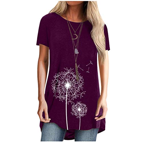 PPangUDing T-Shirt Damen Mädchen Sommer Mode Kurzarm Rundhals Pusteblume Bedruckte Tunika Oberteile Top Bluse Shirts Tunika Tops Hemd Tops PPangUDing T-Shirt Damen Mädchen Sommer Mode Kurzarm Rundhals Pusteblume Bedruckte Tunika Oberteile Top Bluse Shirts Tunika Tops Hemd Tops von PPangUDing