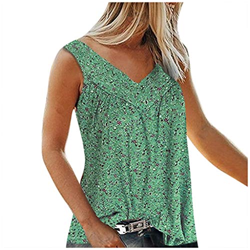 PPangUDing Tank Top T-Shirt Damen Sommer Elegant V-Ausschnitt Ärmellose Übergröße Locker Weste Top Casual Shirt Bluse Tunika Tops Spaghetti Bluse Shirt Oberteile Unterhemd Crop Tops Trägershirt von PPangUDing