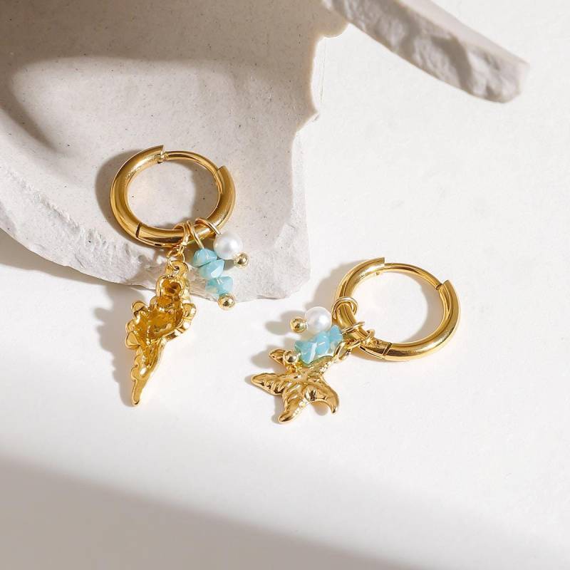 18K Gold Ocean Element Design Exquisite Edle Ohrringe von Amarienjewerely