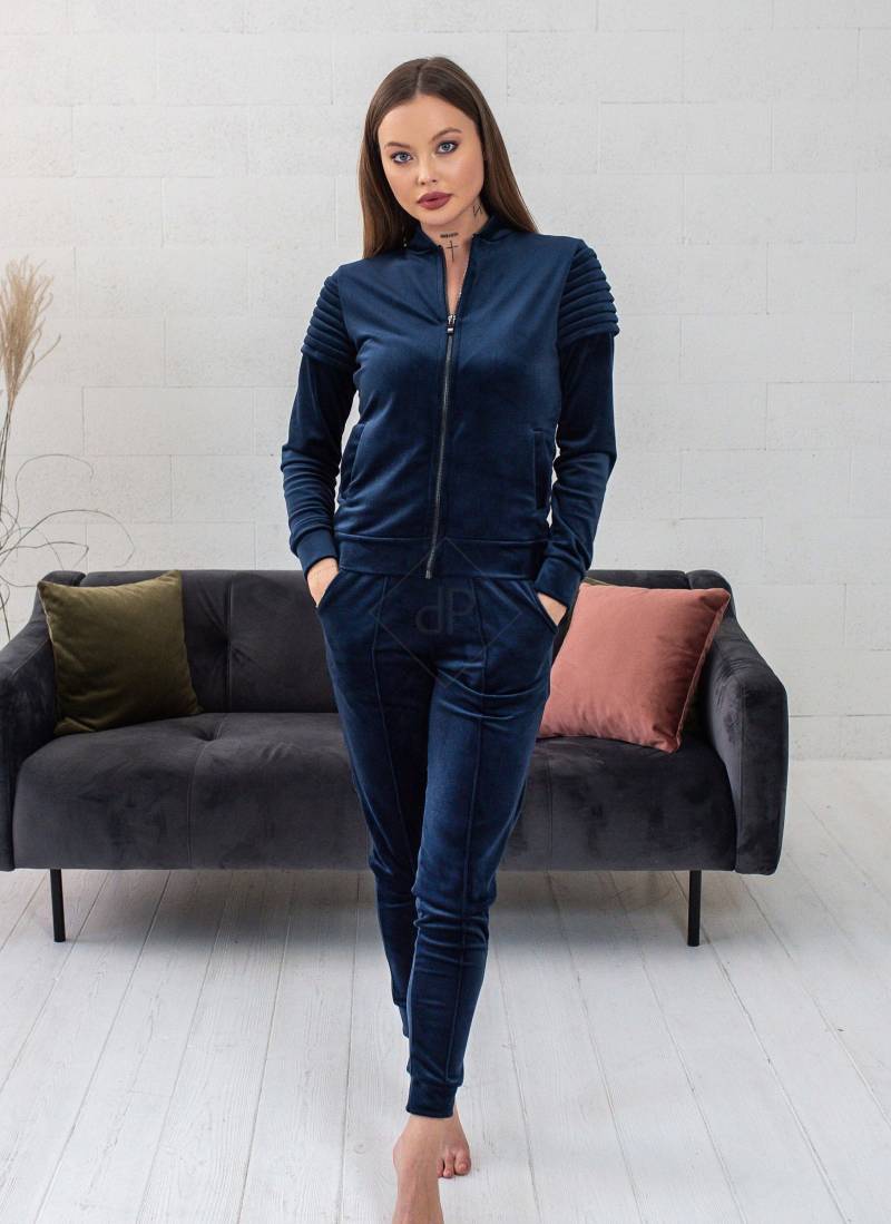 Velour Trainingsanzug, Blaues Freizeit Set, Exklusives Design, Zweiteiliges Verzierte Ärmel von PPvelour