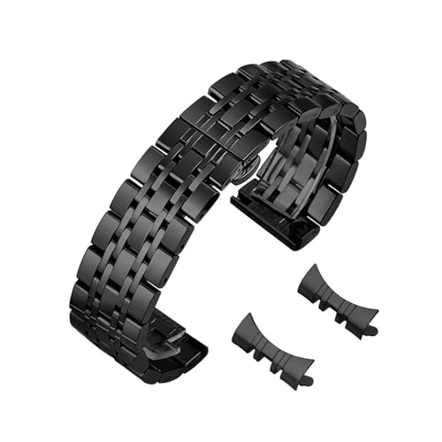 12–24 mm Edelstahlarmband mit gerader Schnittstelle und Bogenschnittstelle, passend for Samsung Galaxy Watch 3/4/5/6/7 Armbandzubehör(Black,21mm) von PPzsyxx