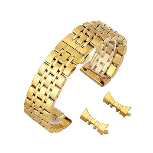 12–24 mm Edelstahlarmband mit gerader Schnittstelle und Bogenschnittstelle, passend for Samsung Galaxy Watch 3/4/5/6/7 Armbandzubehör(Golden,20mm) von PPzsyxx