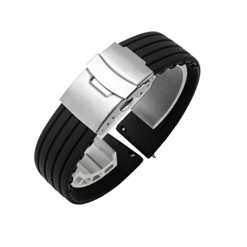 18 mm 20 mm 22 mm 24 mm Silikon-Uhrenarmbänder mit Schnellverschluss for Samsung 7/6/5/4 40 mm 44 mm 6classic 43 mm 47 mm Sportarmbänder(Black Silver,22mm) von PPzsyxx