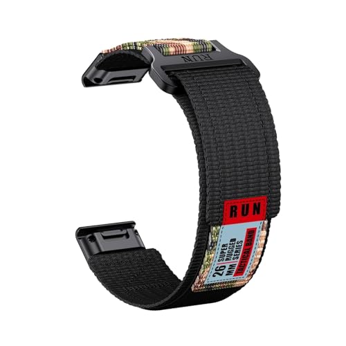 20 mm 22 mm 26 mm Nylonarmband for Garmin Fenix ​​8 E 7 7X Pro 6 6X 5 5X Plus QuickFit-Armband Instinctive 2 Ersatzarmband(Black camouflage,22mm) von PPzsyxx
