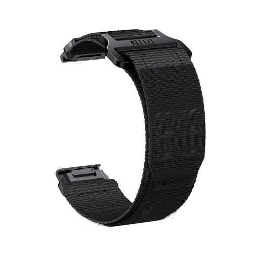 22/26mm Nylon QuickFi Band for Garmin Fenix ​​8 7 7X 6 6X Pro 5 5X Plus MARQ Serie/Tavtix 7pro Ersetzen Armband Correa Zubehör(Black,26mm(Fenix 8 51mm)) von PPzsyxx