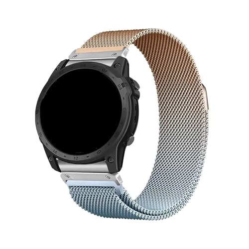 22 26 mm Milanese Quick Fit Uhrenarmband mit Metallarmband for Garmin Fenix8 7 7XPro Fenix ​​6 Fenix ​​5 EPIX 2(Blue Gold,22mm(Fenix 8 47mm)) von PPzsyxx